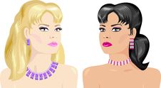Makeup And Jewelry For Brunettes And Blondes Royalty Free Stock Images Makeup And Jewelry For Brunettes And Blondes Royalty Free Stock Images
