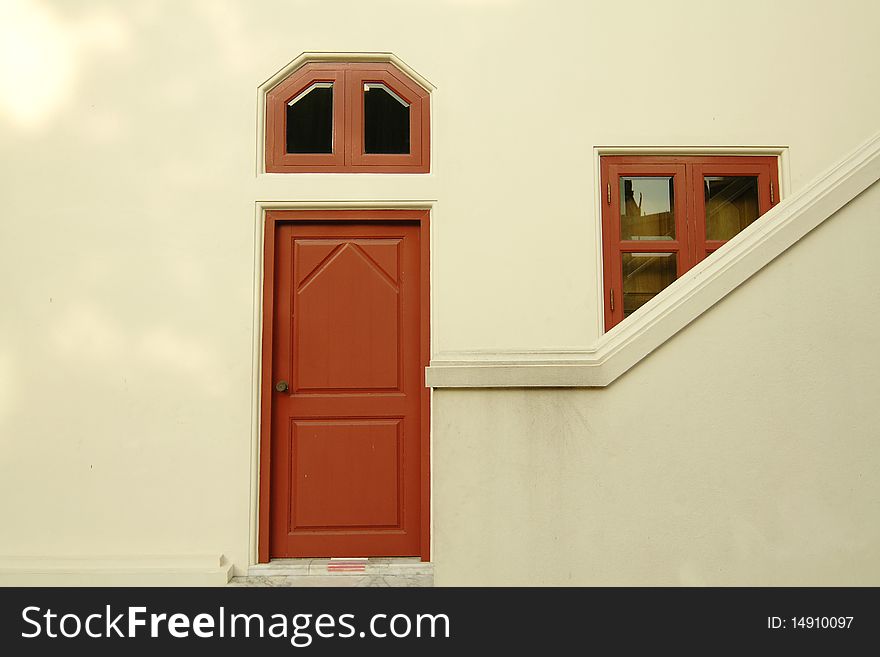 Door, window and stair in Thai temple. Door, window and stair in Thai temple