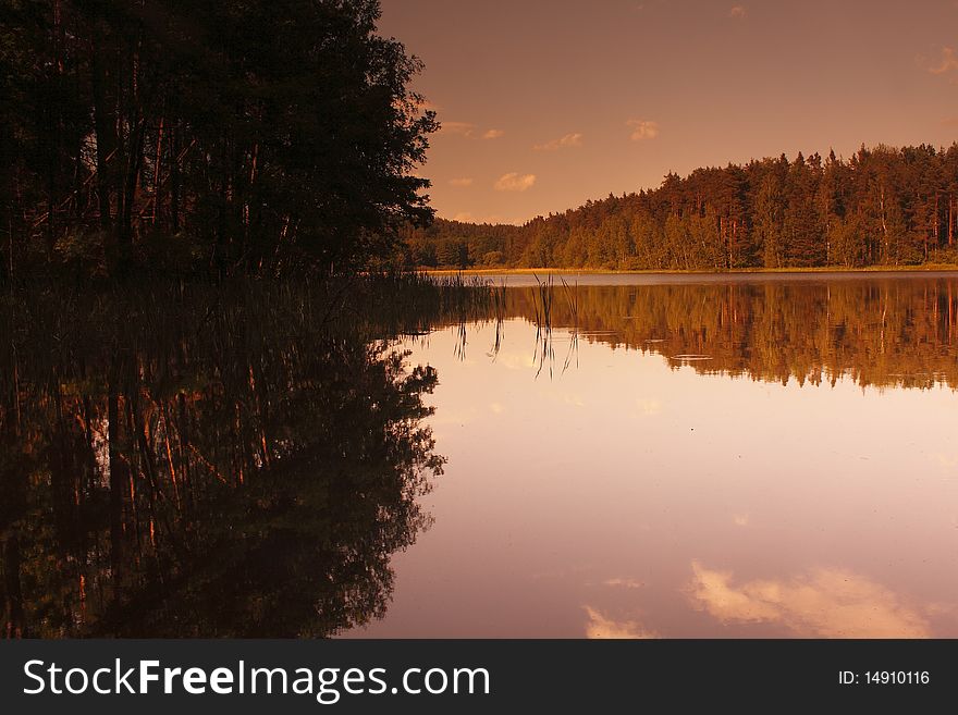 Romantic Sunset At Czech Canada Pond