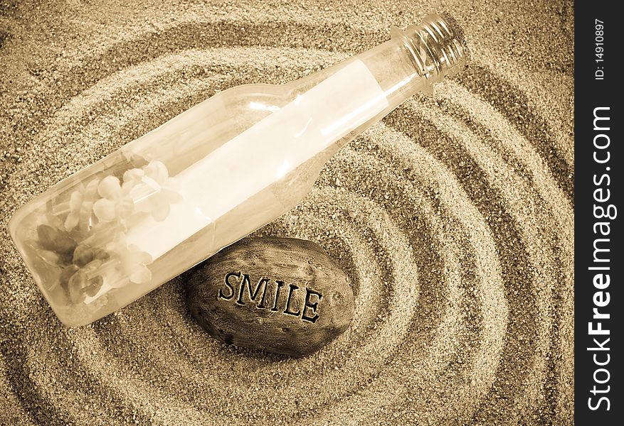 Smile Rock and Message in Bottle. Smile Rock and Message in Bottle