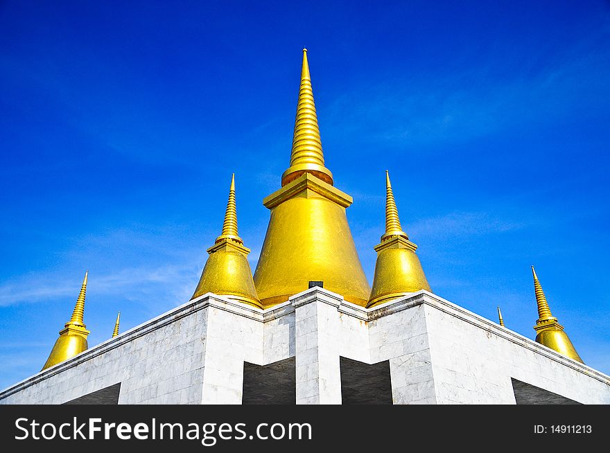 The very large golden pagoda from Thailand. The very large golden pagoda from Thailand.
