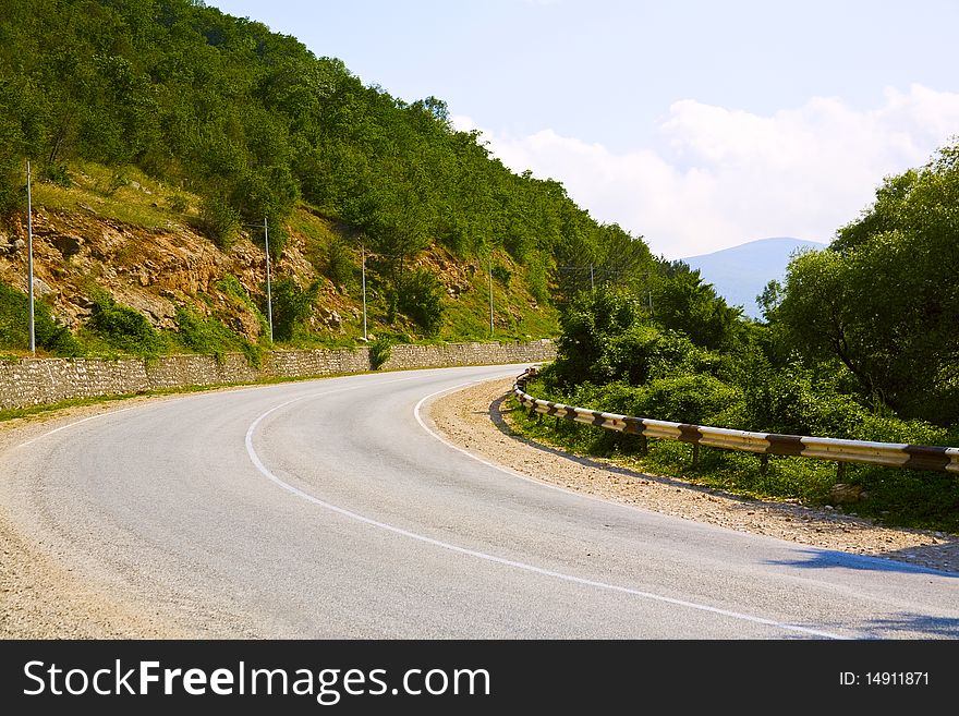 Asphalt road in the crimean mountains