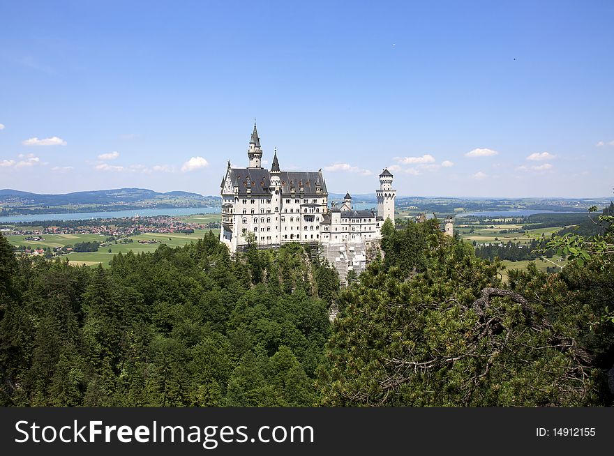 The castle of Ludwig II of Bavaria, Neuschwanstein. The castle of Ludwig II of Bavaria, Neuschwanstein