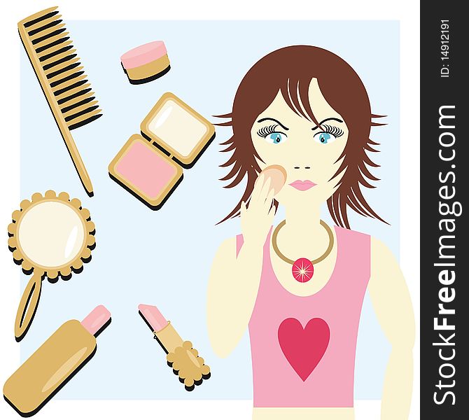 Girl with cosmetics and make-up