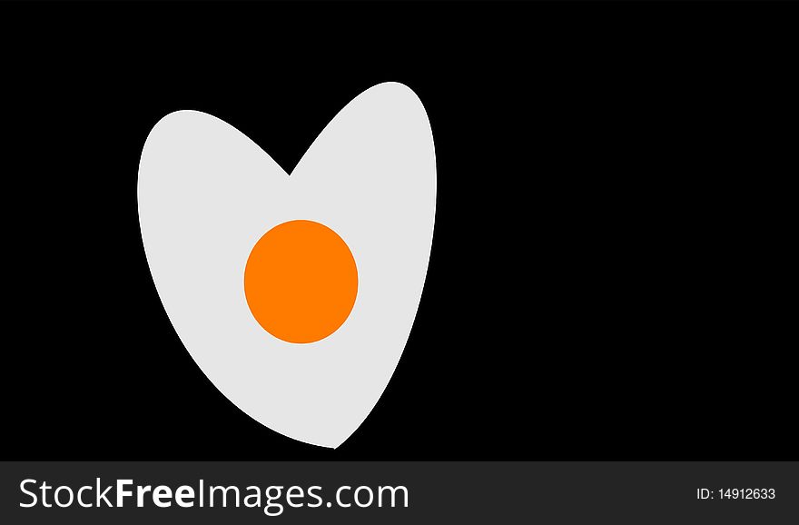 The fried egg on the black background