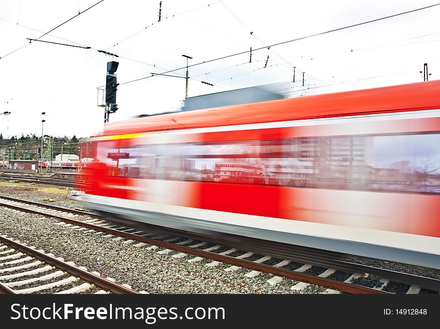 Train Leaves The Station With Speed