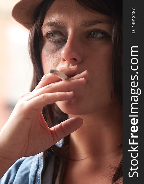 Fashionable Young Woman Smoking