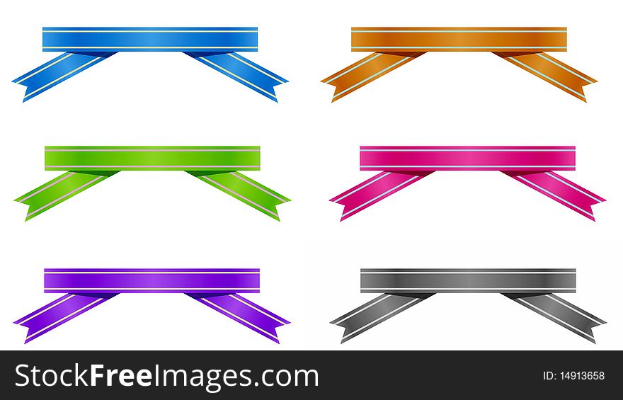 ribbons set in different colors  in isolated white background