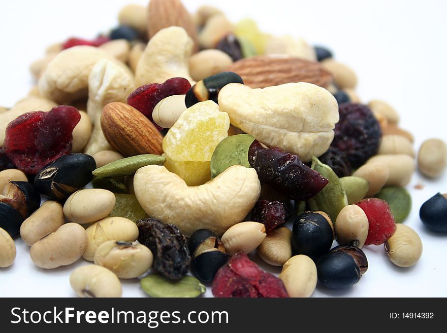 Mixed nuts and fruits