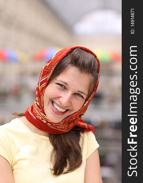 Portrait of young happy smiling woman