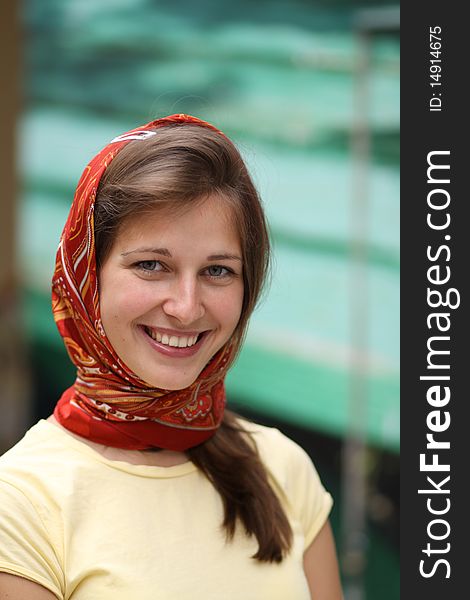 Portrait of young happy smiling woman