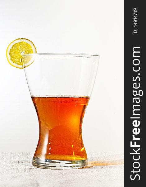 Slice of lemon in glass