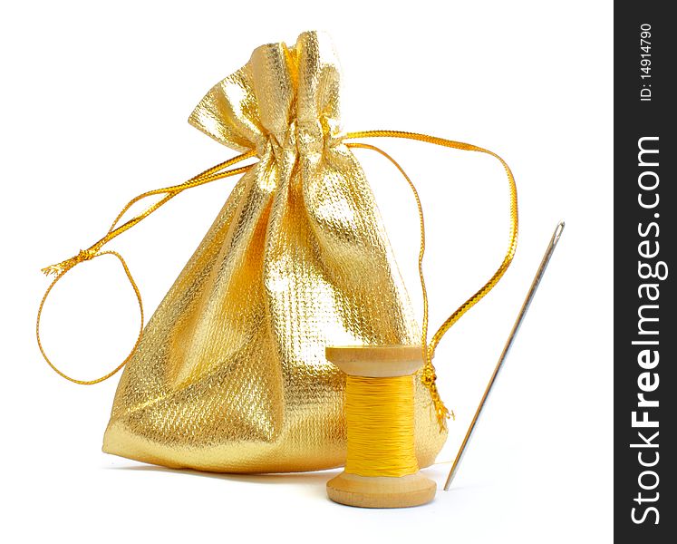 Needle and thread with bag for sewing accessories