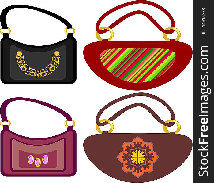 Variants of handbags made of genuine leather. Variants of handbags made of genuine leather