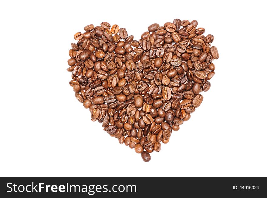 Heart of coffee beans