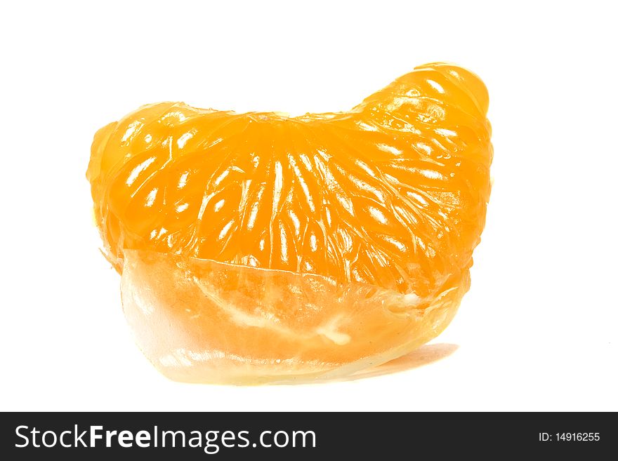 Segment of an orange orange (tangerine) cleared of a peel. Segment of an orange orange (tangerine) cleared of a peel