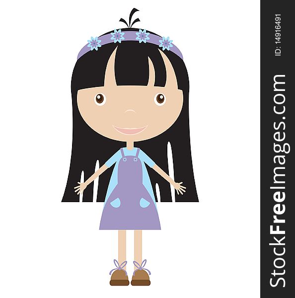 Illustration of cute isolated girl. Illustration of cute isolated girl