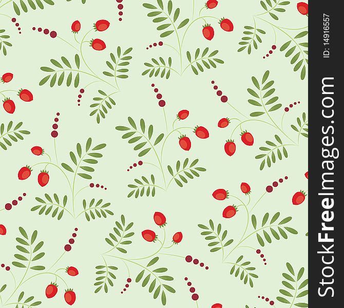 Floral seamless pattern with berries