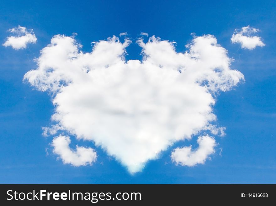 Clouds in the form of heart on a background of blue sky.