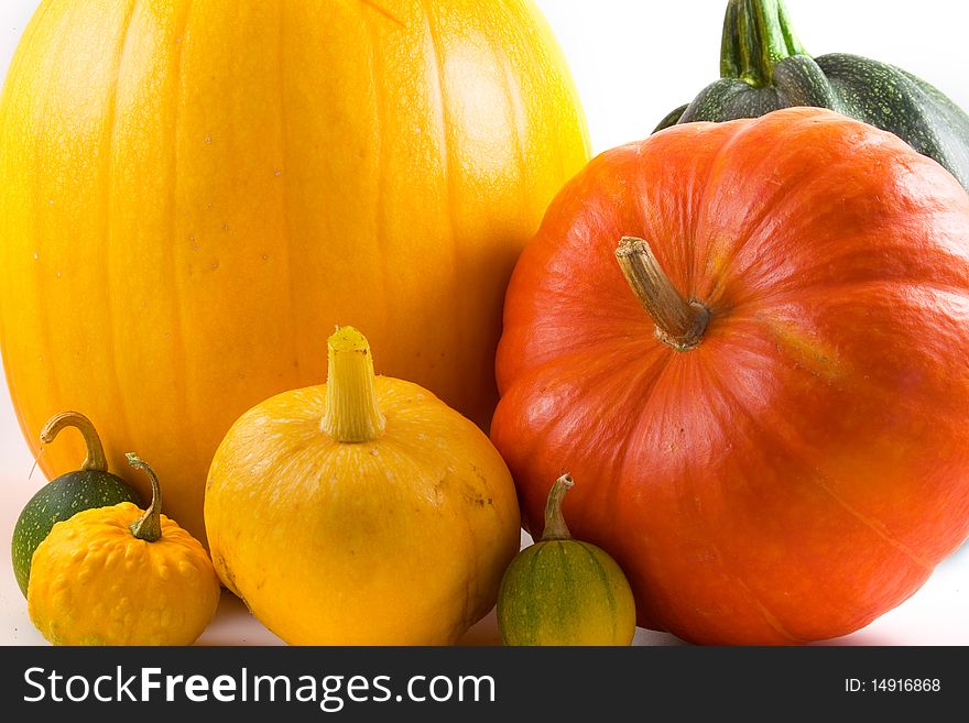 Colorful gourds isolated on a white background
