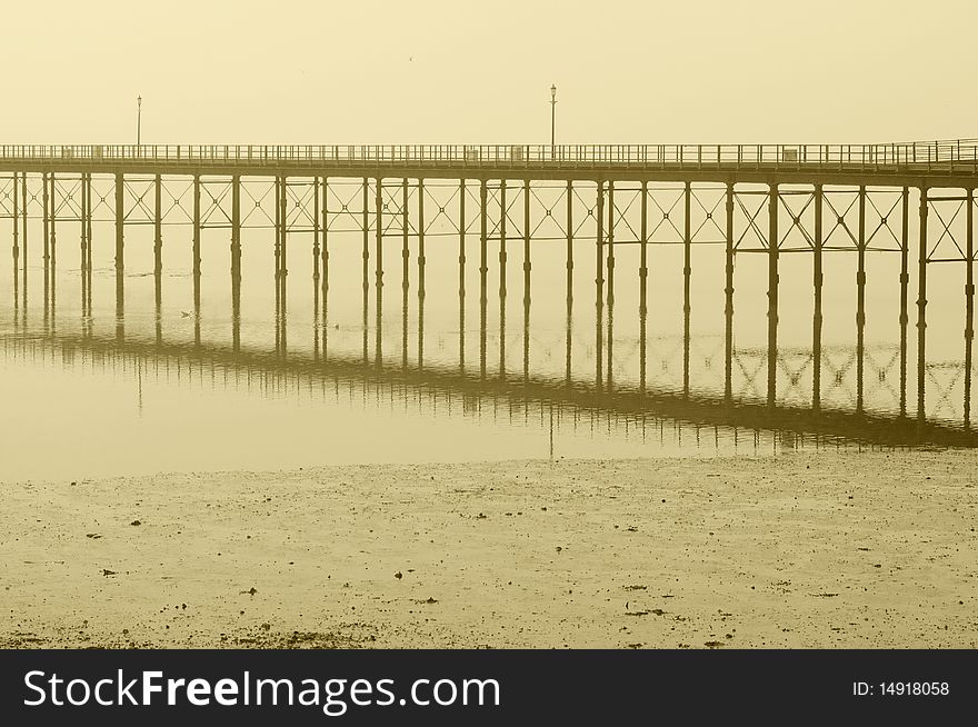 Mysterious brige in misty day