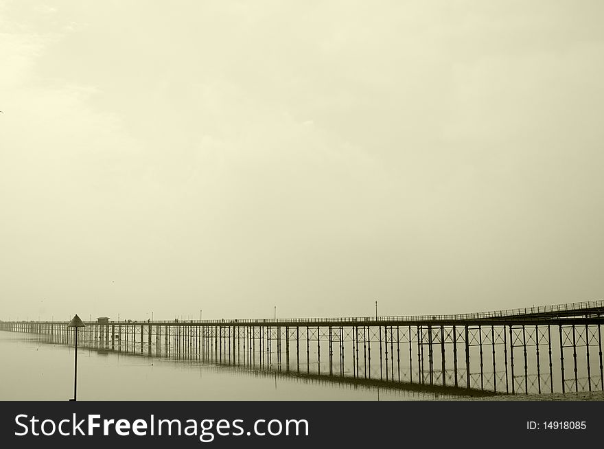 One brige in misty day