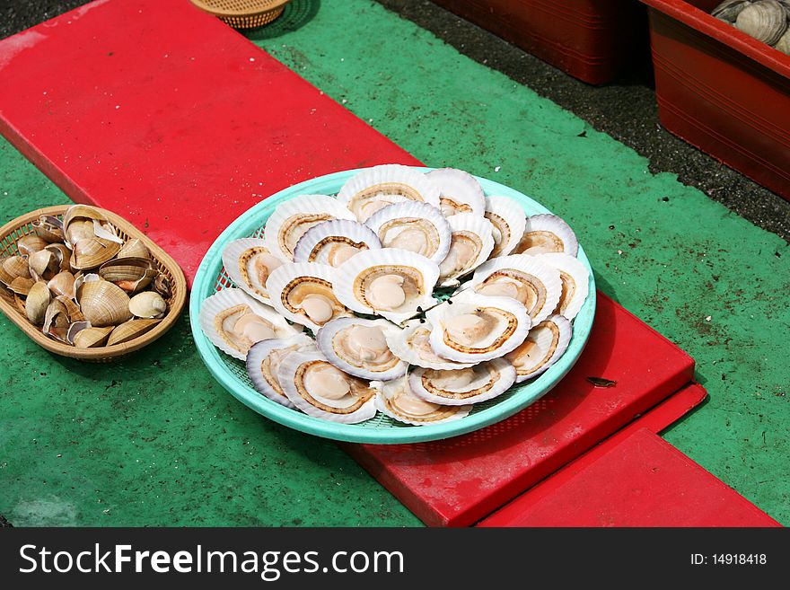 Shellfish.Fish market in South Korea