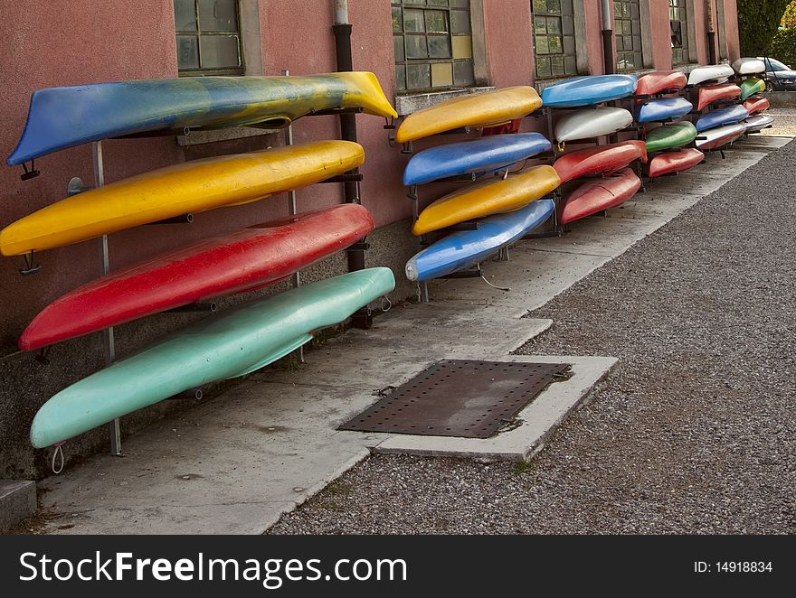 Canoes on Lake Garda, River Mincio. Canoes on Lake Garda, River Mincio