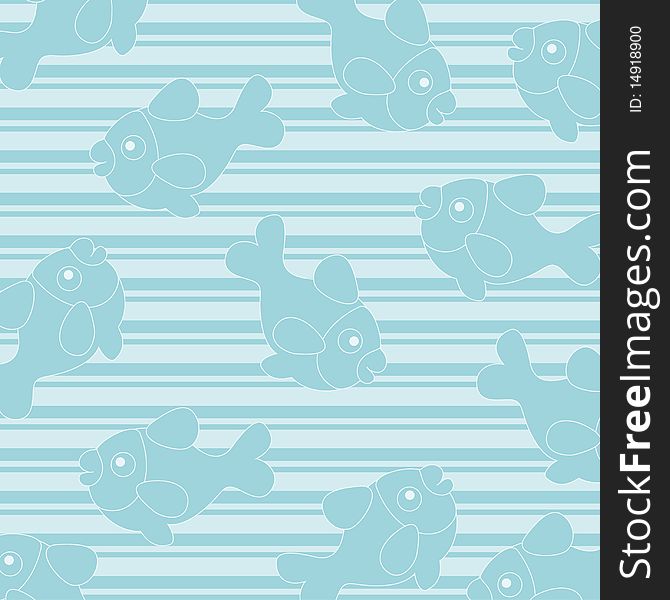 Blue seamless wallpaper with fishes