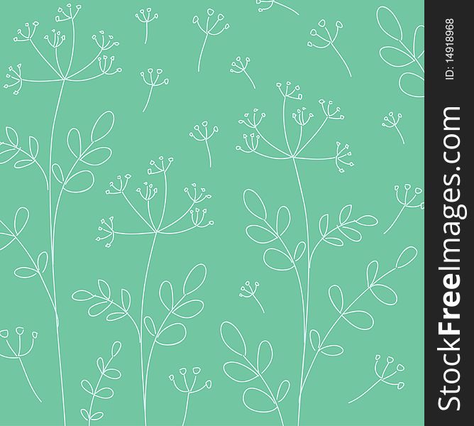 Vintage floral wallpaper with hand-drawing elements