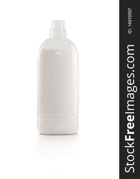 Plastic bottle with white liquid