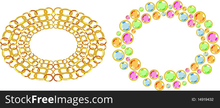 Framework of gold and jewelry with crystals. Framework of gold and jewelry with crystals