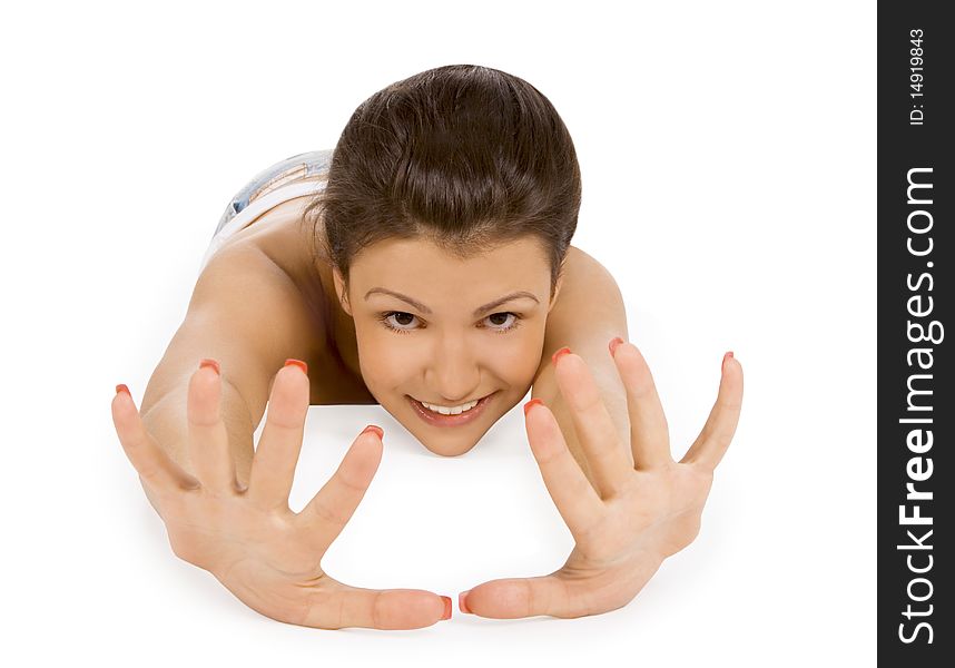 Brightly picture of Smiling brunette in joyful