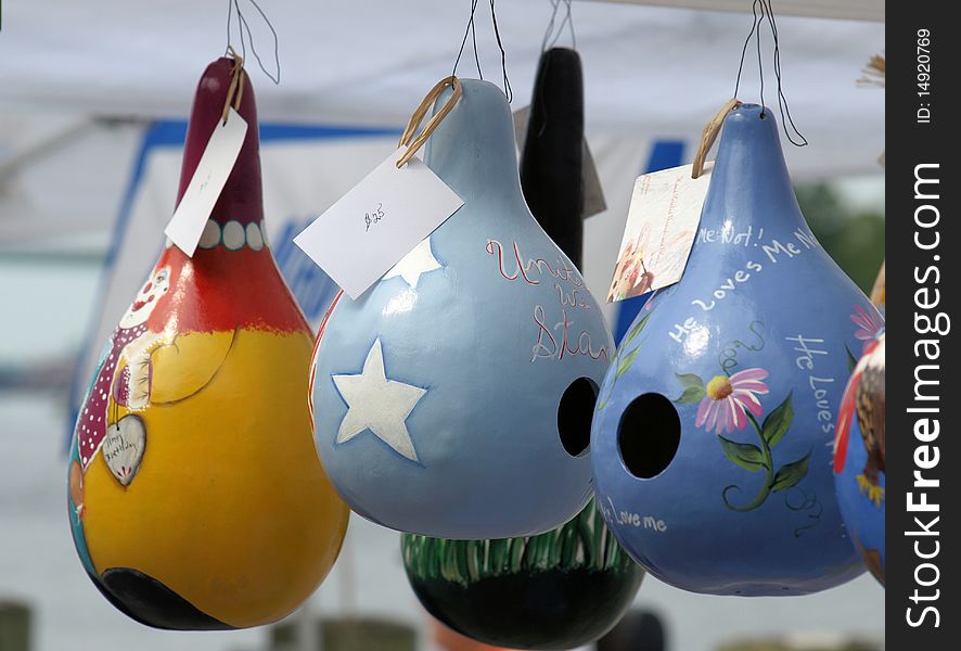 Painted gourds for sale a local market