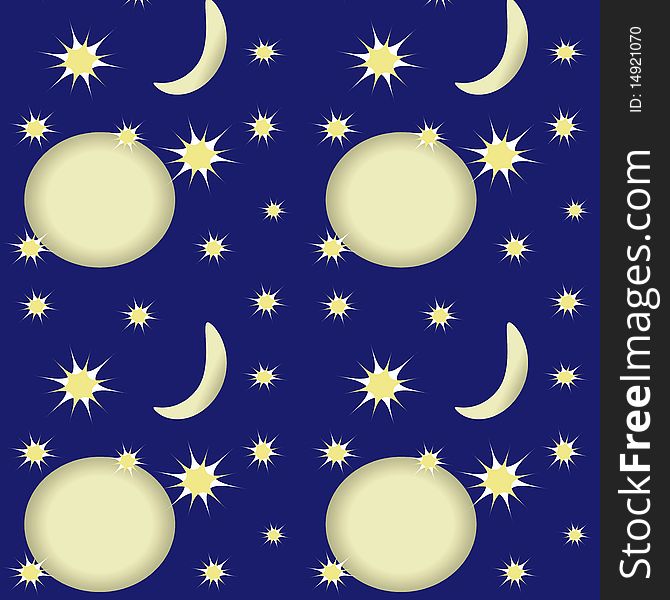 Blue background with moons and stars. Blue background with moons and stars