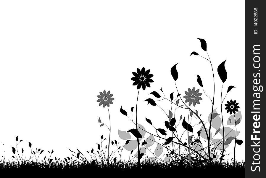 Flowers background silhouette illustration vector