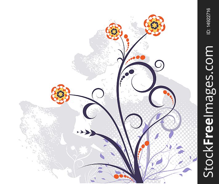 Abstract style floral design vector