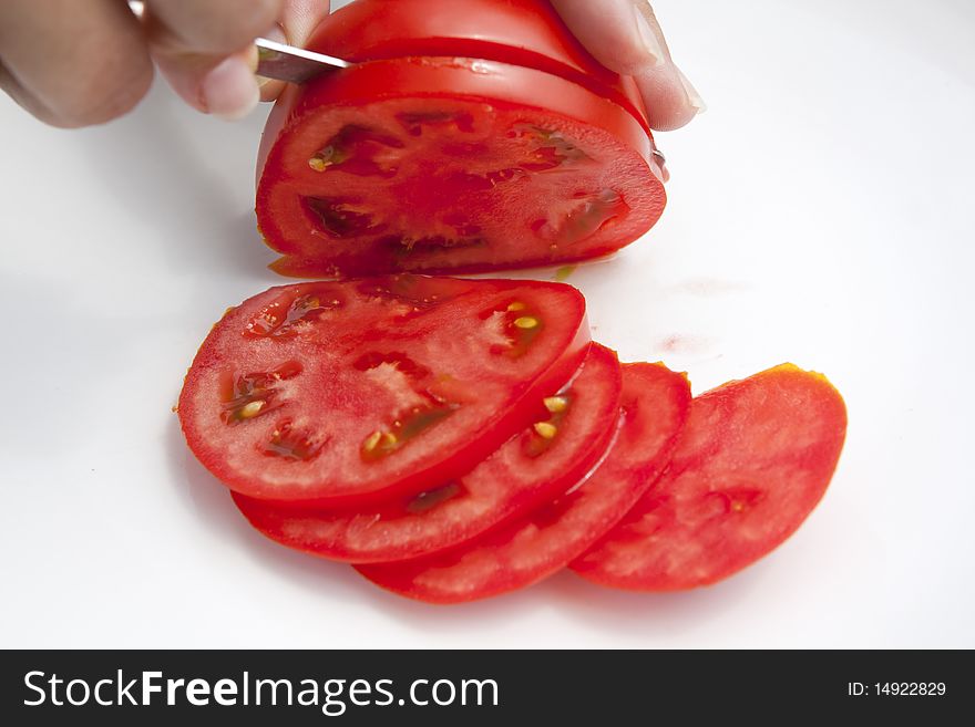 Tomatoes slice, isolated on white background