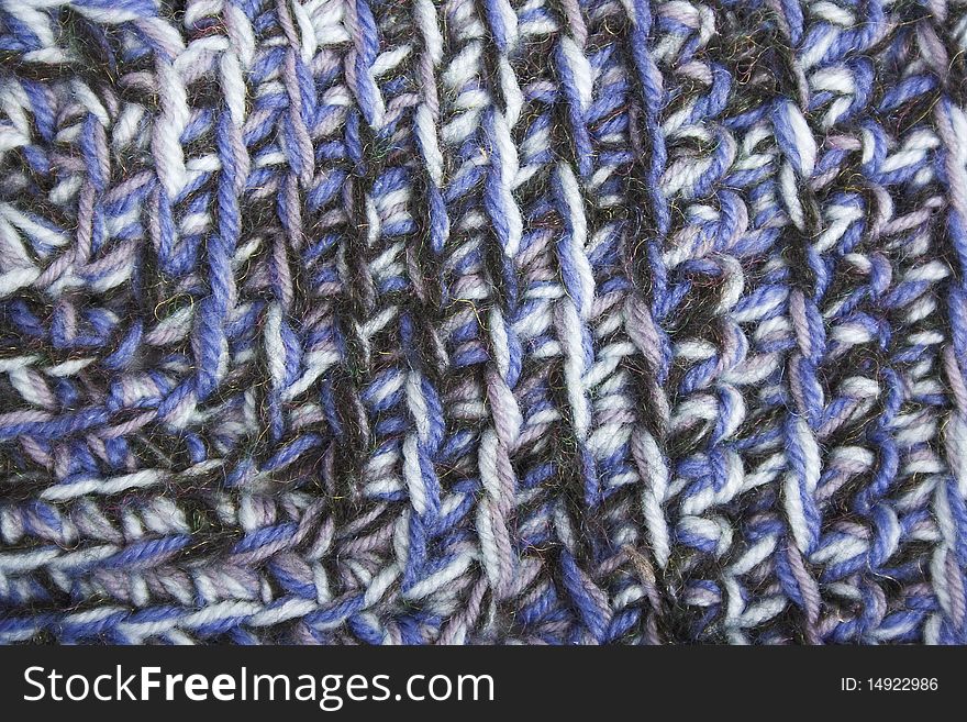 Blue, white and black knit texture wool threads