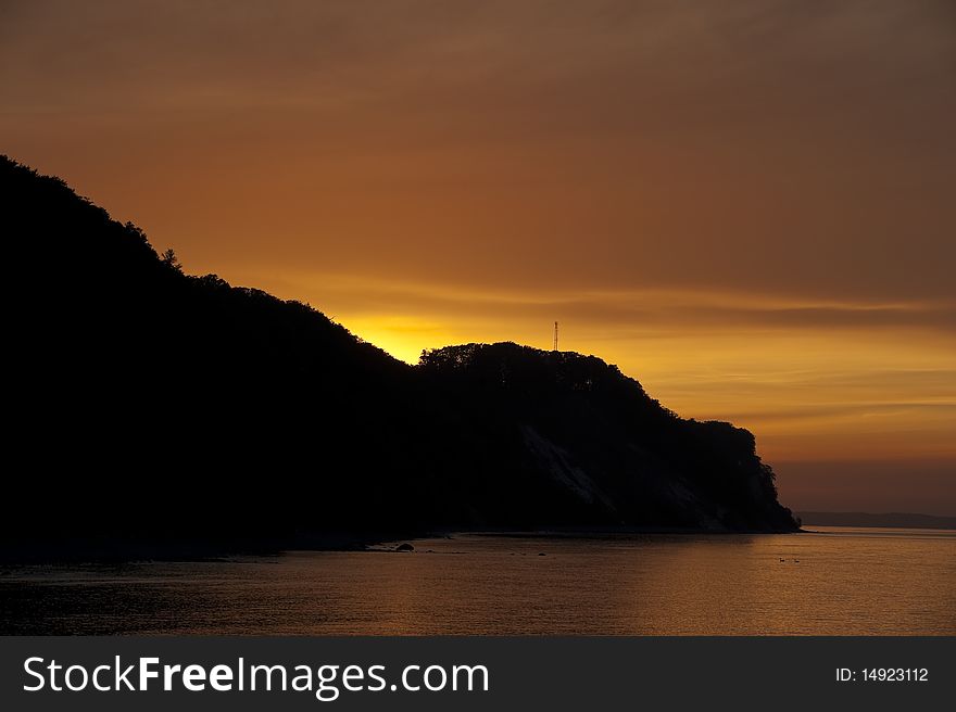 Sunset on the beach in Sellin,Germany