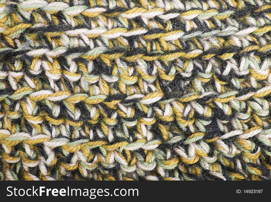 Yellow, white and black knit texture woolen threads