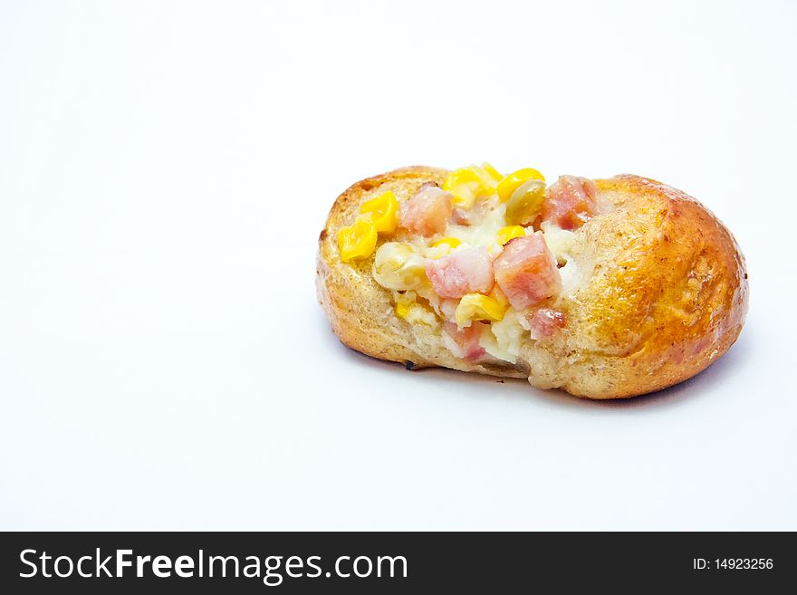 Bread with bacon and corn