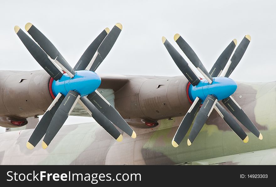 Big propellers of an aircraft. Big propellers of an aircraft.