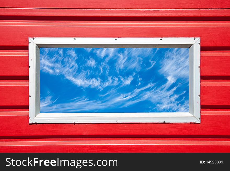 Old window looking onto a beautiful cloudy sky. Old window looking onto a beautiful cloudy sky.
