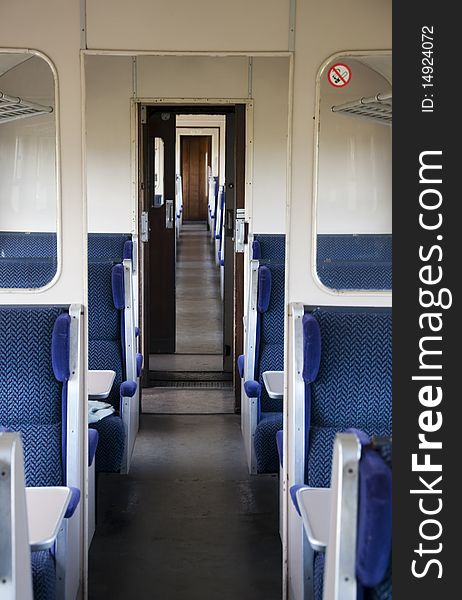 Empty train carriage on an old fashioned steam train. Empty train carriage on an old fashioned steam train