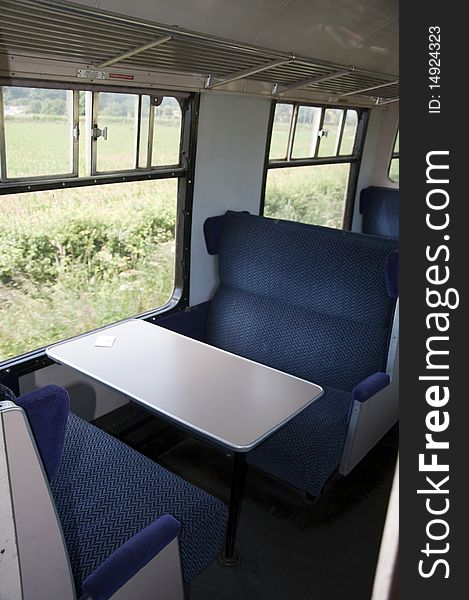 Empty train carriage on an old fashioned steam train. Empty train carriage on an old fashioned steam train