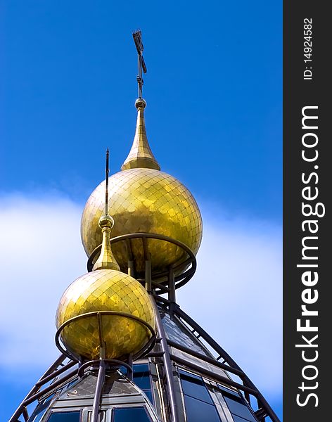 Cupola of church and sky on background