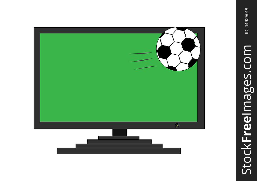 Soccer ball get out of TV screen