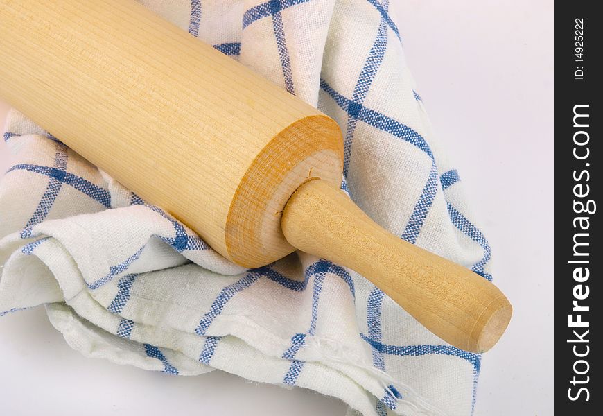 Rolling pin. Close up on white background
