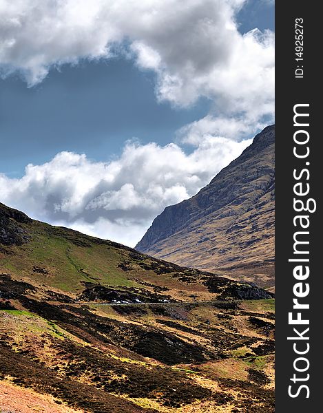 View of mountain range above Scotch mountain, Scotland, United Kingdom